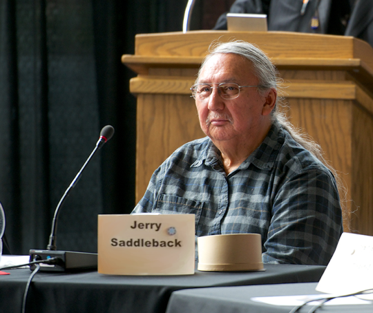 Jerry Saddleback on the TRC panel representing authenticity.